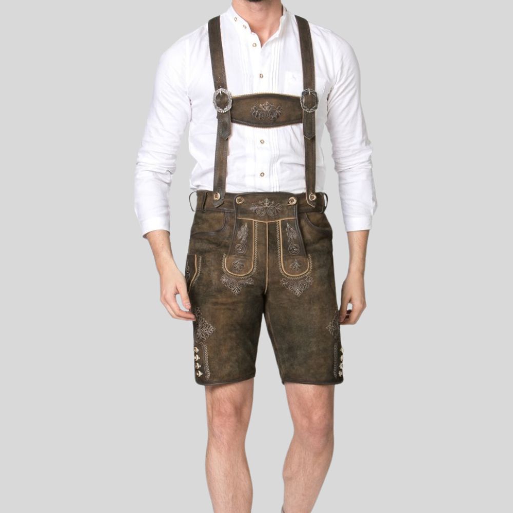 The Ultimate Lederhosen Experience: Elevate your Oktoberfest look with luxurious men's goatskin Lederhosen.