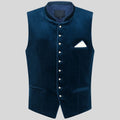 Oktoberfest-inspired Bavarian velvet vest with pearl button closure and pocket square
