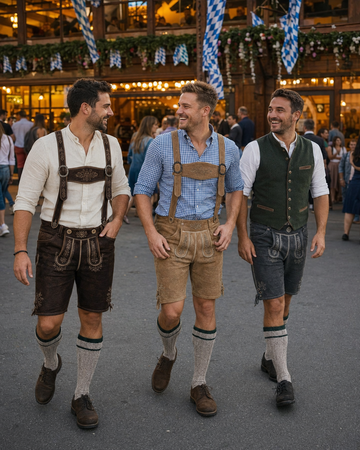 Traditional Mens Bavarian Outfit with Lederhosen and Bavarian Vest