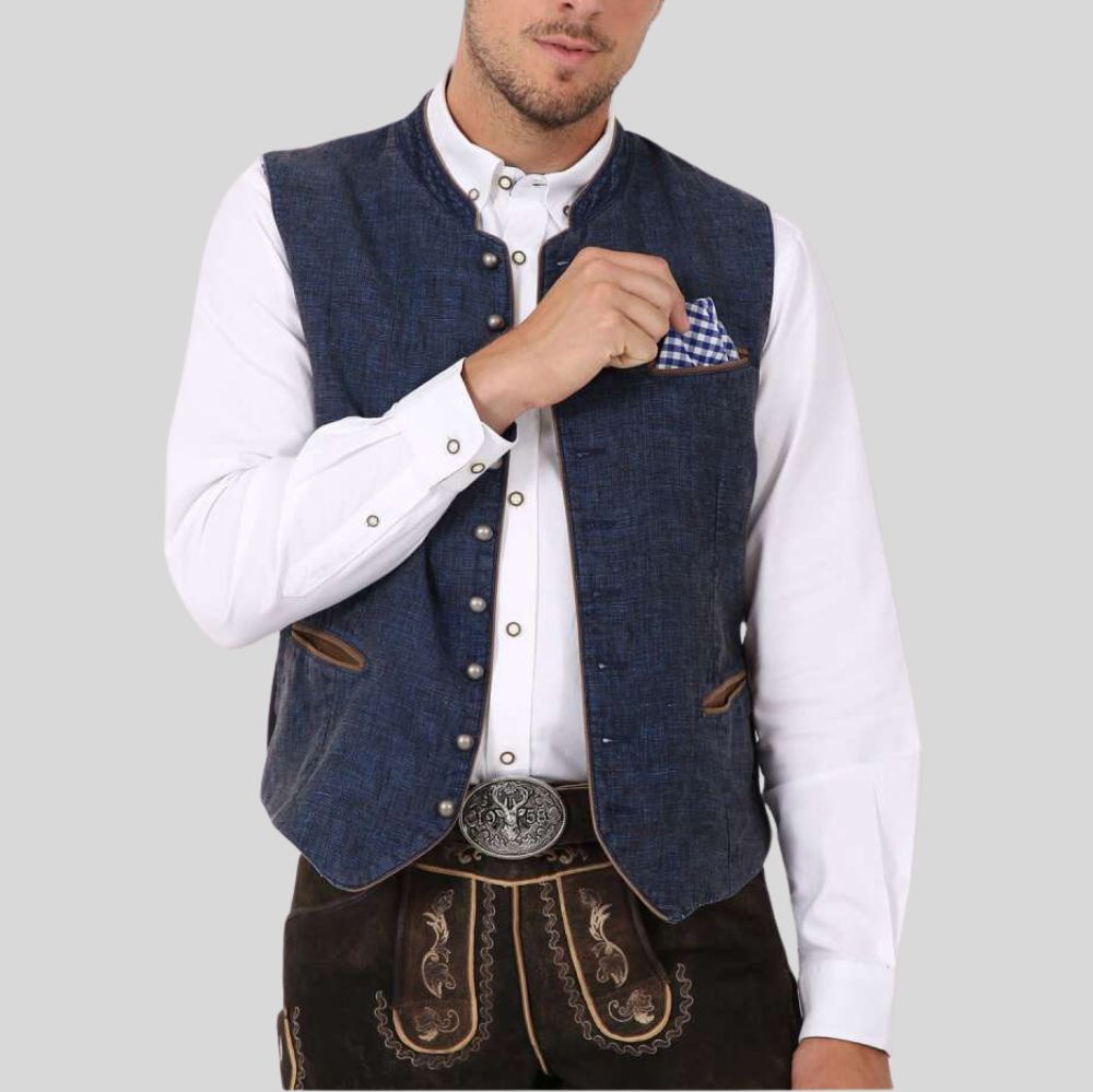 "Bavarian vest for men - Stylish and authentic for Oktoberfest and German-themed celebrations."