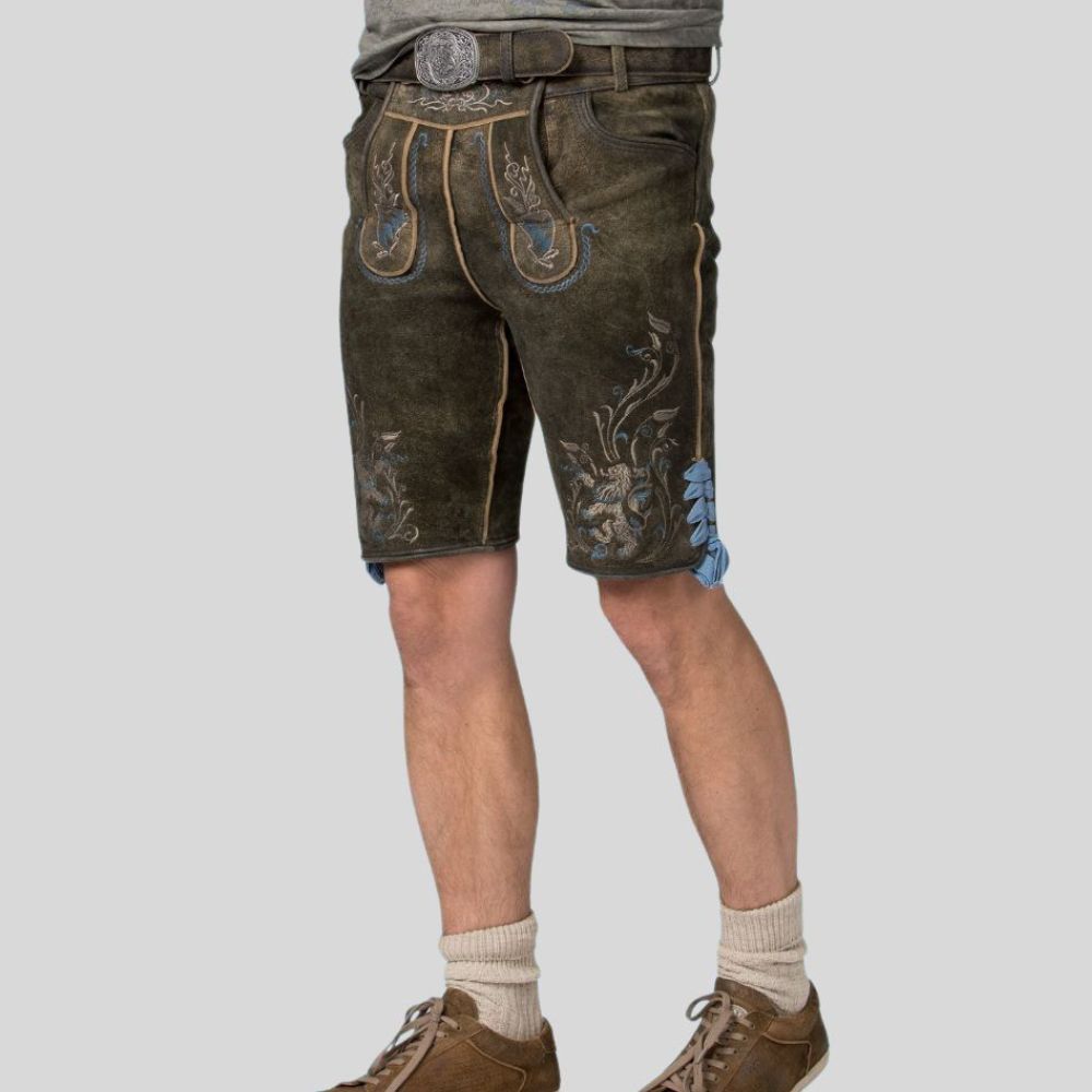 A Touch of Bavaria: Celebrate heritage in style with embroidered men's Lederhosen.