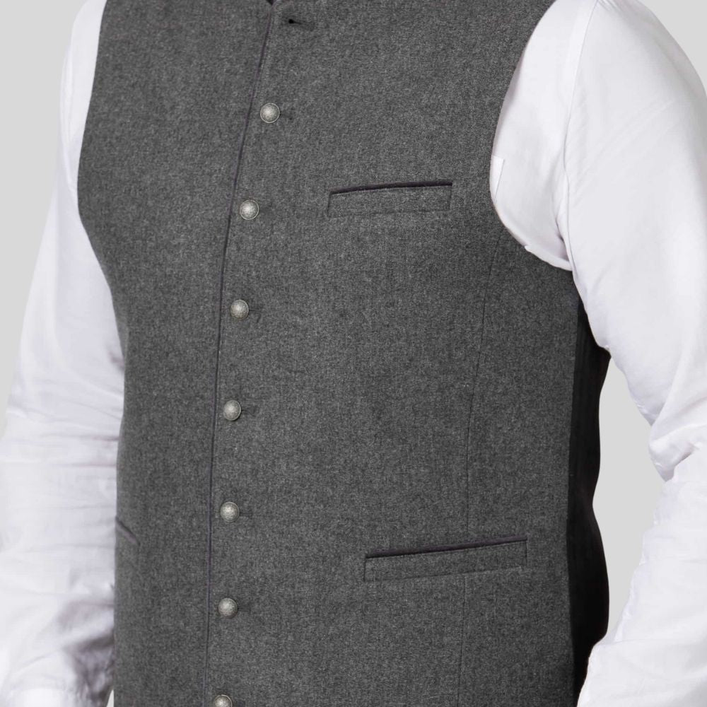 Gray vest with buttons on a white background