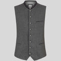 Gray vest with button details on a light gray background