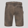 Brown leather shorts on a gray background