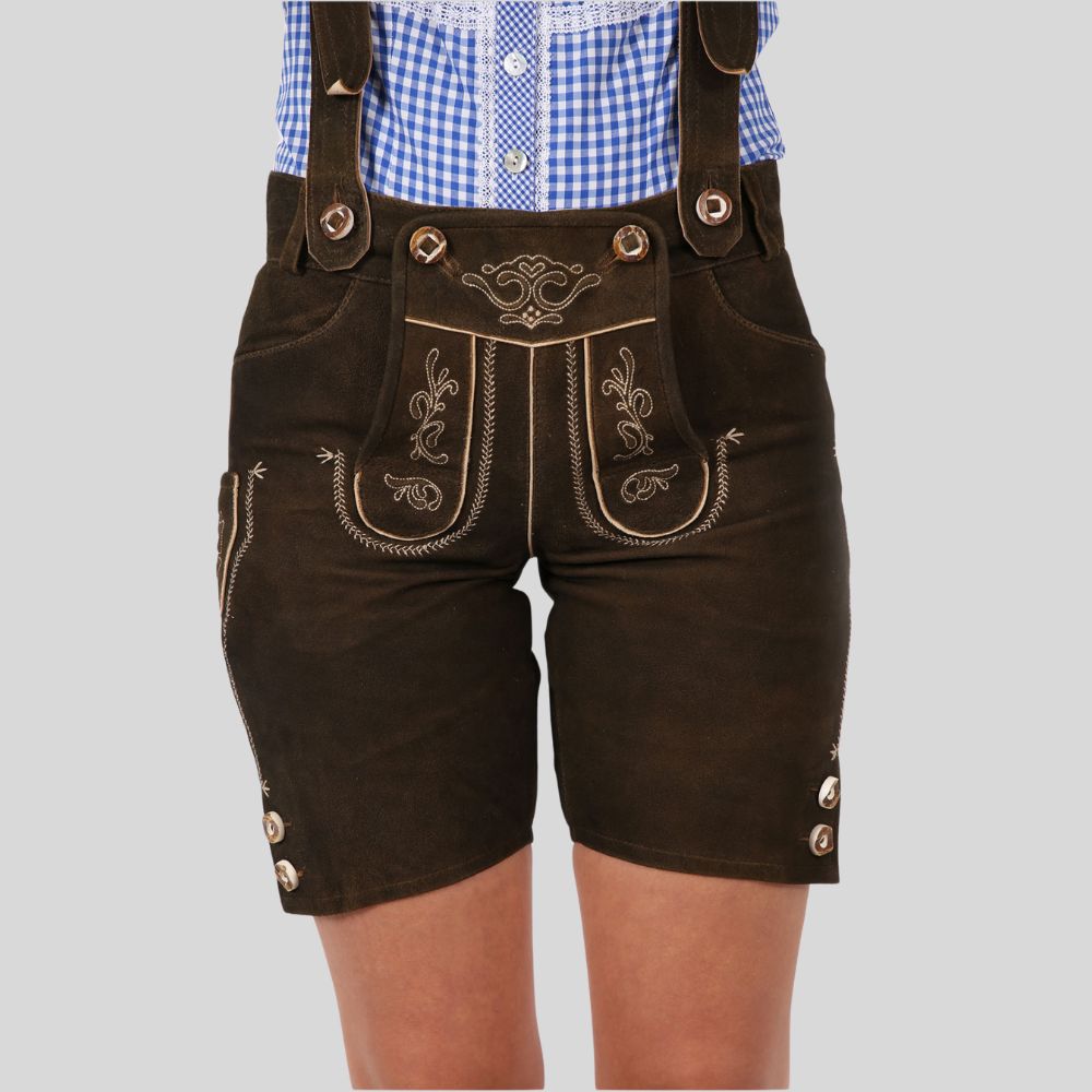 Defy Expectations, Embrace Style: Rock a unique and unforgettable look with a pair of women's Lederhosen.