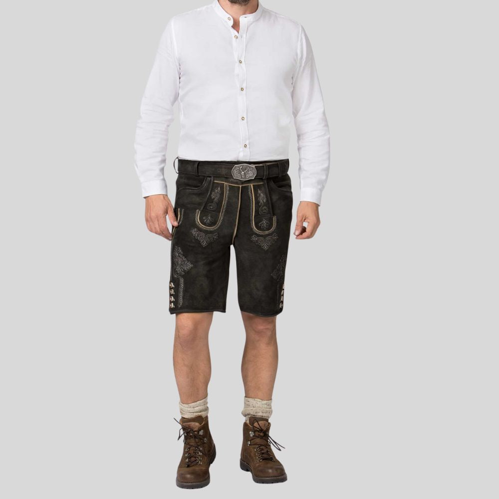 Traditional men’s Lederhosen with modern design.