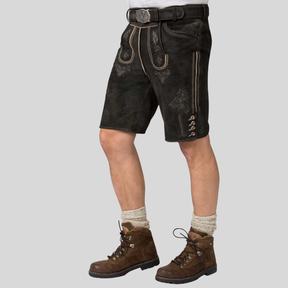 Stylish rustic Lederhosen perfect for Oktoberfest.