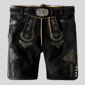 Rustic men’s Lederhosen with a modern fit.

