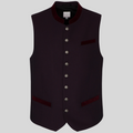 Dark brown vest with buttons on a light gray background