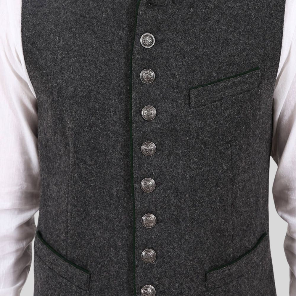"Timeless Oktoberfest vest with Bavarian charm.