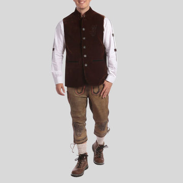 "Elegant German vest with classic patterns - Perfect for traditional Oktoberfest celebrations."