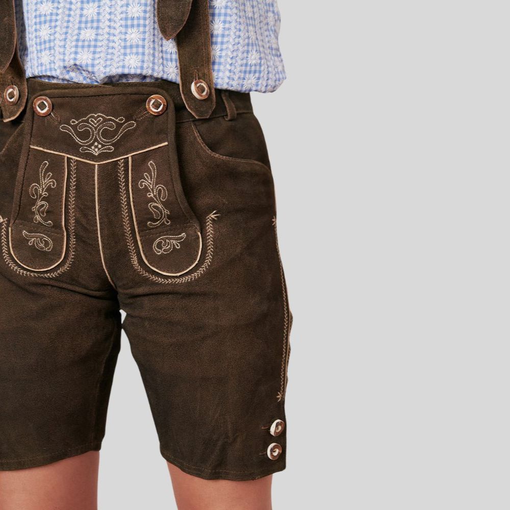 "Women's Lederhosen Shorts with Classic Button Closures – Authentic German Style"
